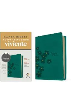 Biblia Compacta Ntv, Letra Gigante Con Filament (Sentipiel, Turquesa Floral, Letra Roja) -