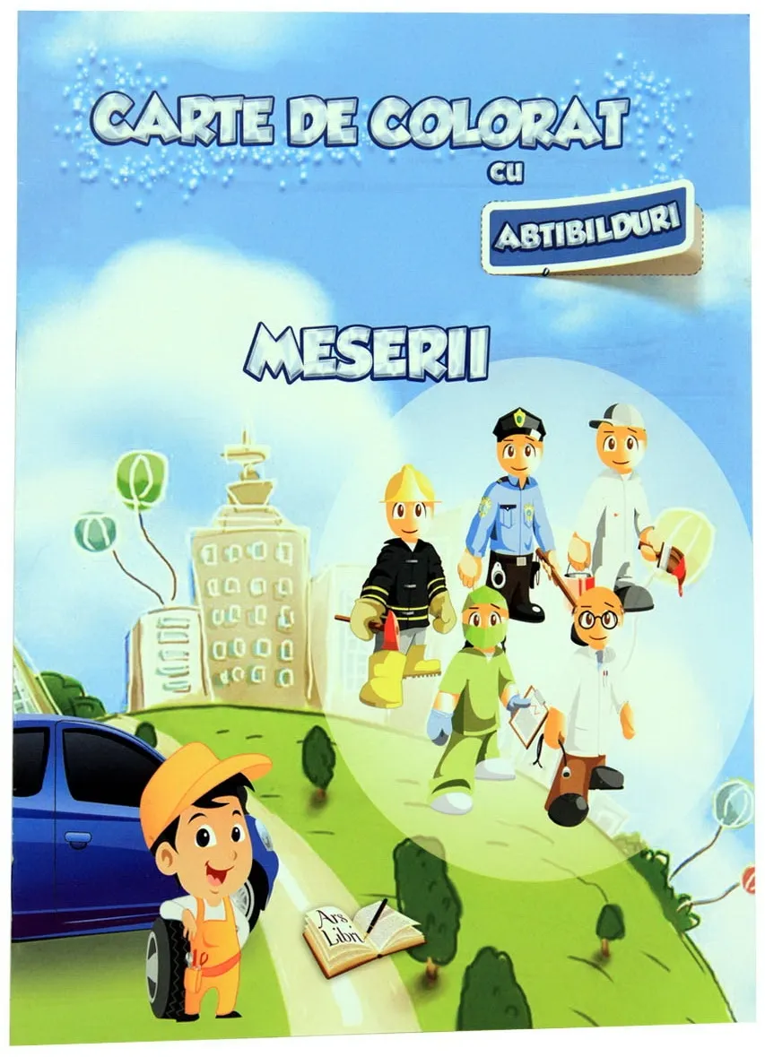 Carte de colorat cu abtibilduri - Meserii |