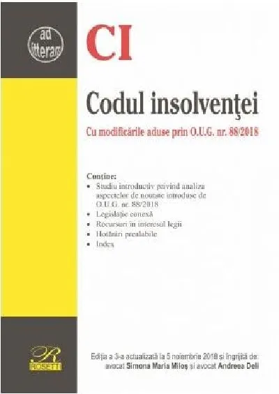 Codul insolventei 2018 | Simona Maria Milos, Andreea Deli