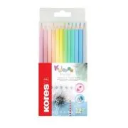 Creioane triunghiulare Kores, 12 culori/set