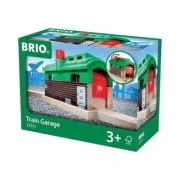 Garaj pentru trenulete, cu usi mobile actionate cu buton BRIO, 3+ ani