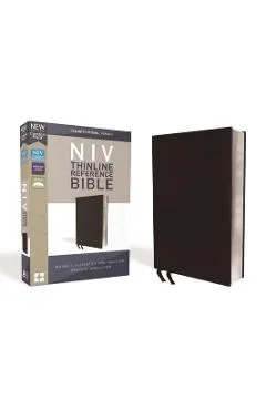 NIV, Thinline Reference Bible, Bonded Leather, Black, Red Letter Edition, Comfort Print - Zondervan