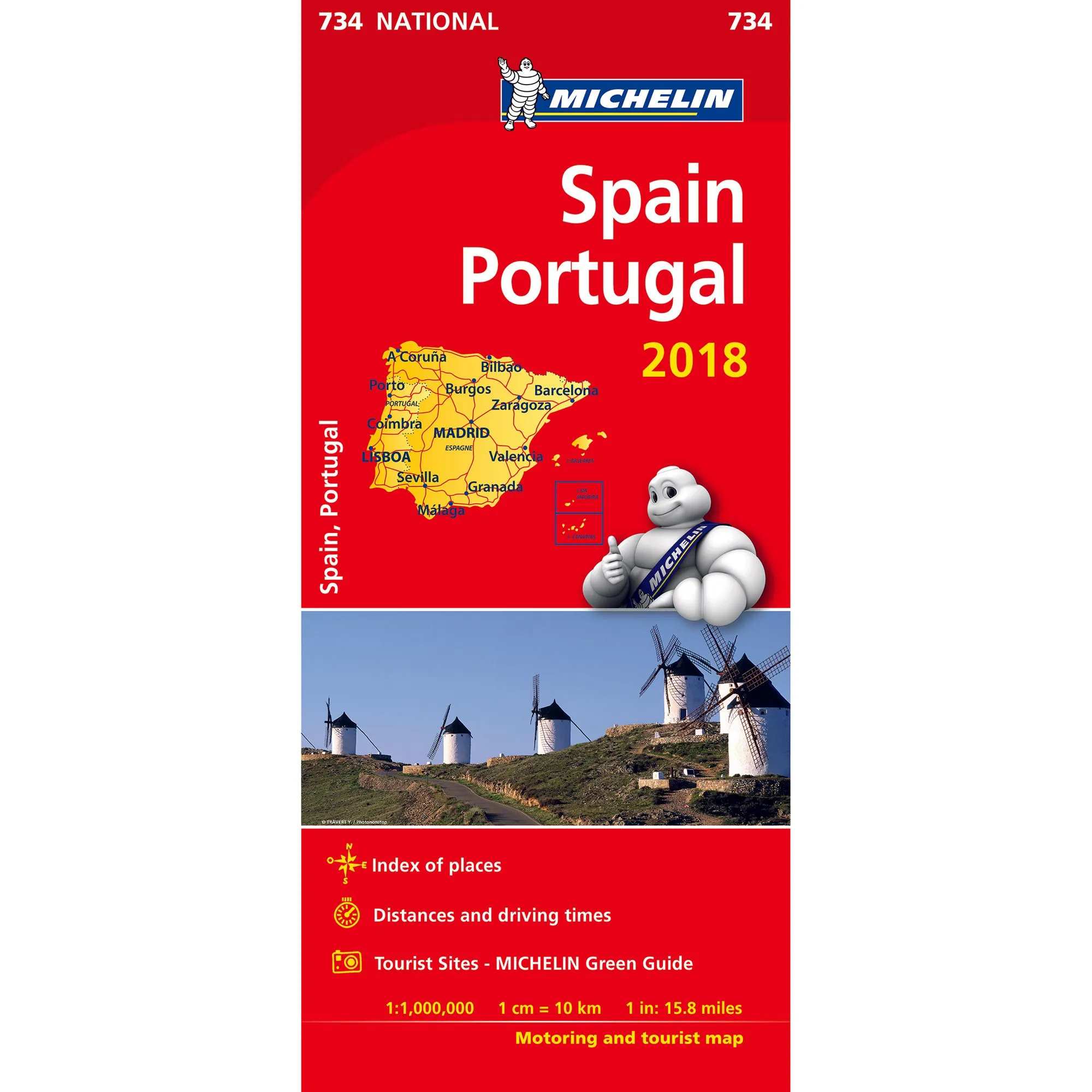 Spain & Portugal 2018 National Map 734 |